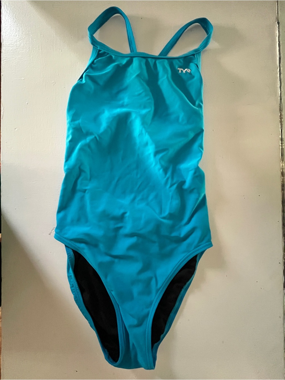 TYR Black and Teal Athletic One-Piece Swimsuit